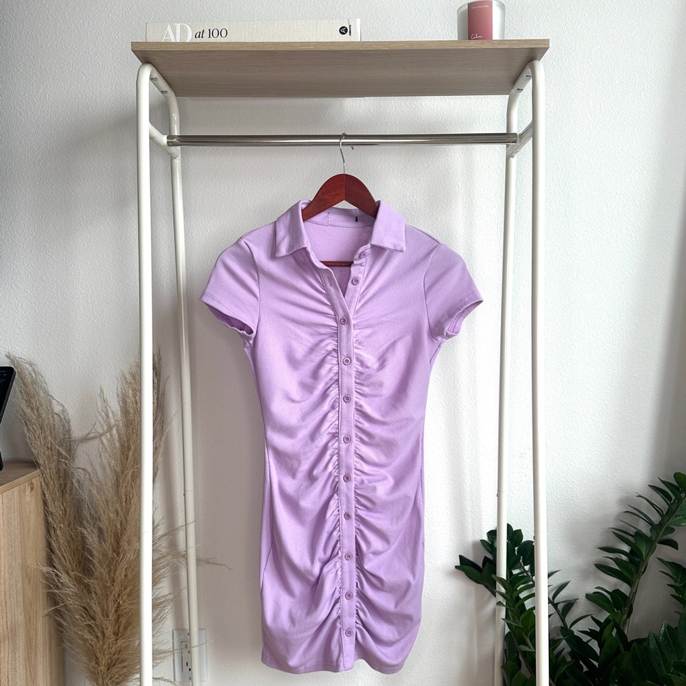 Purple Button Up Dress